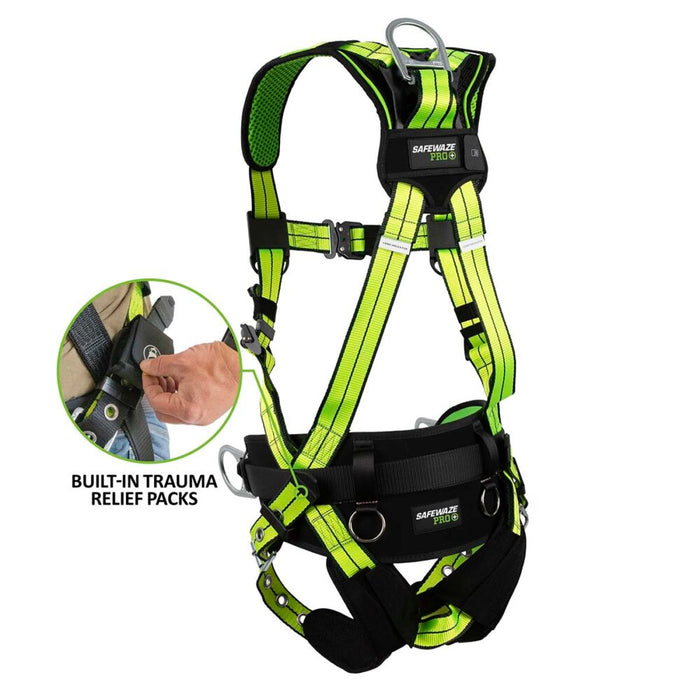 PRO+ No-Tangle 3 D-Ring Harness w/Quick Connect Chest, Grommet Leg Straps, Trama Relief