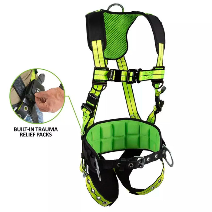 PRO+ No-Tangle 3 D-Ring Harness w/Quick Connect Chest, Grommet Leg Straps, Trama Relief