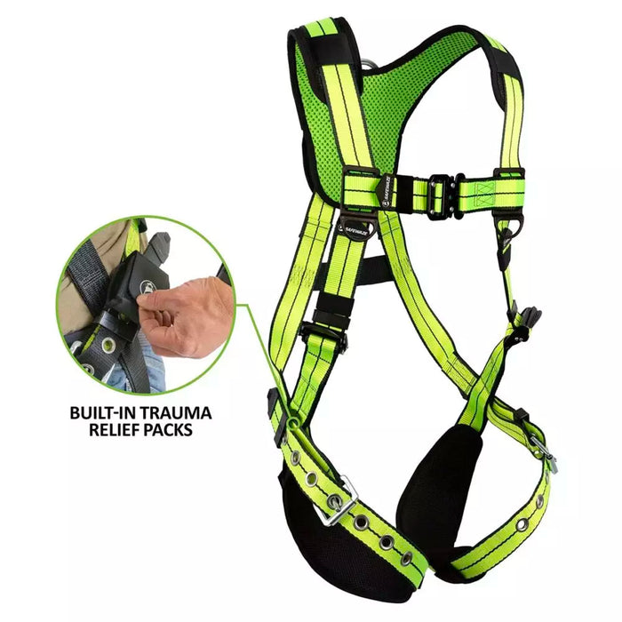 PRO+ No-Tangle Single D-Ring Harness w/Quick Connect Chest, Grommet Leg Straps, Trama Relief