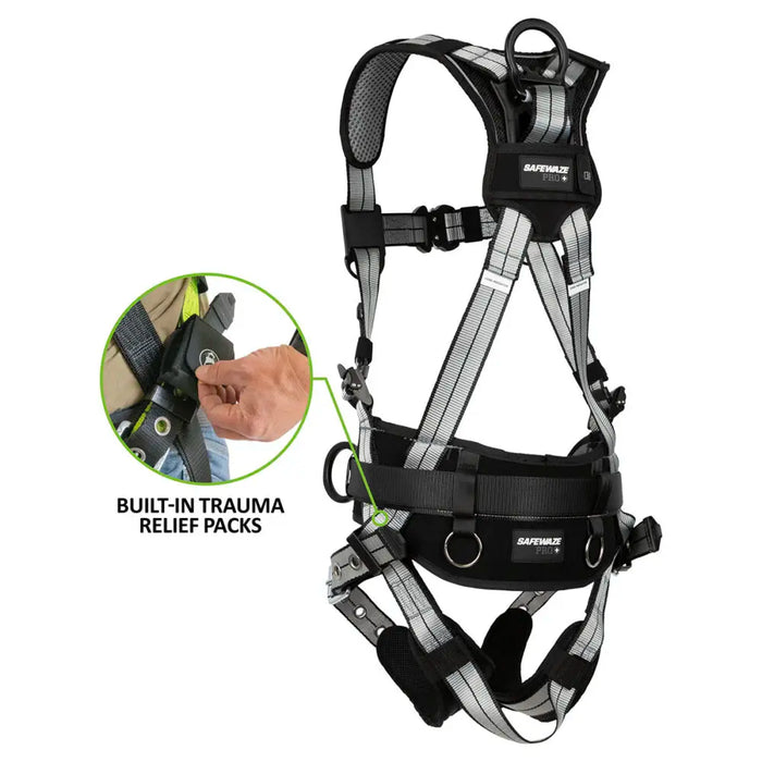 PRO+ Slate Construction Harness w/Dorsal SRL Link, Aluminum D-rings, Quick-Connect Chest, Grommet Leg Straps & Trama Relief