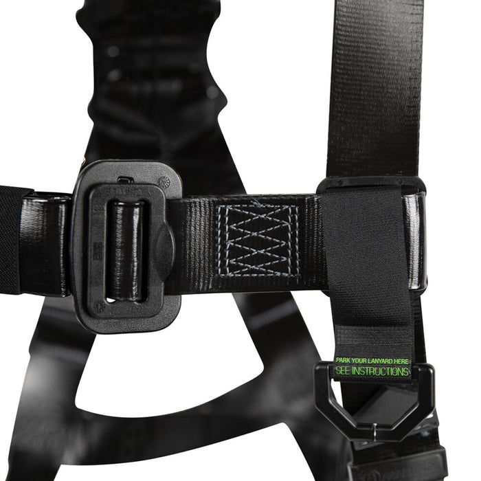 PRO-Shield Full Body Harness: Dorsal D-Ring, Dielectric Offset Mating Buckle Chest, Tongue Buckle Leg
