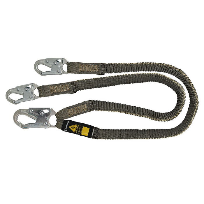 Arc Flash 6′ Stretch Internal Energy Absorbing Lanyard: Aramid, Dual Leg