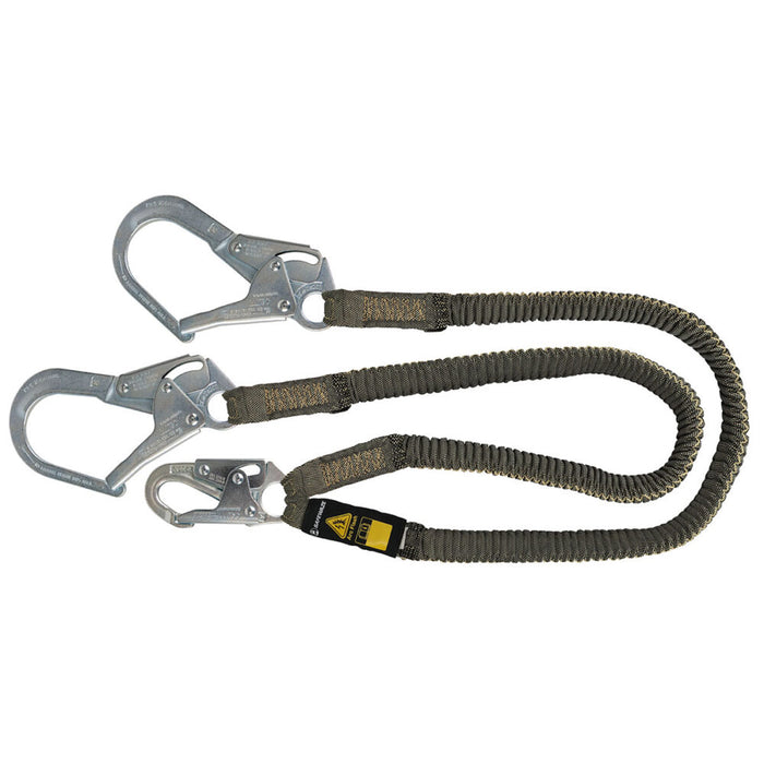 Arc Flash 6′ Stretch Internal Energy Absorbing Lanyard: Aramid, Dual Leg