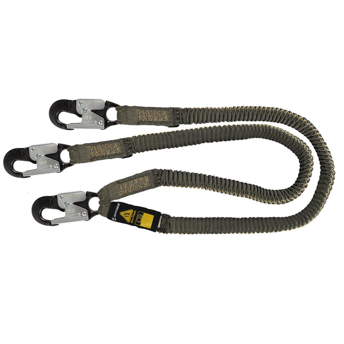 Arc Flash 6′ Stretch Internal Energy Absorbing Lanyard: Aramid, Dual Leg