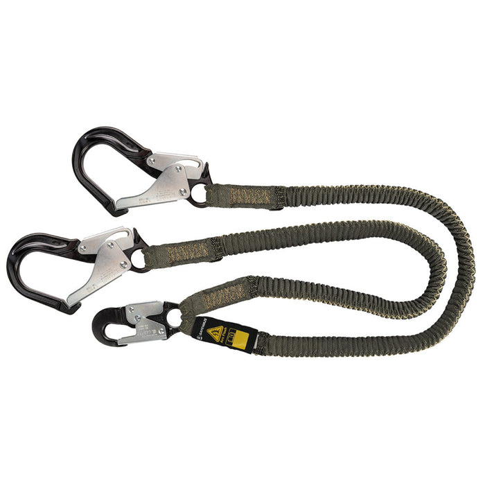 Arc Flash 6′ Stretch Internal Energy Absorbing Lanyard: Aramid, Dual Leg