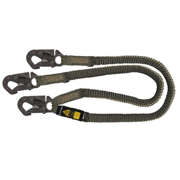Arc Flash 6′ Stretch Internal Energy Absorbing Lanyard: Aramid, Dual Leg