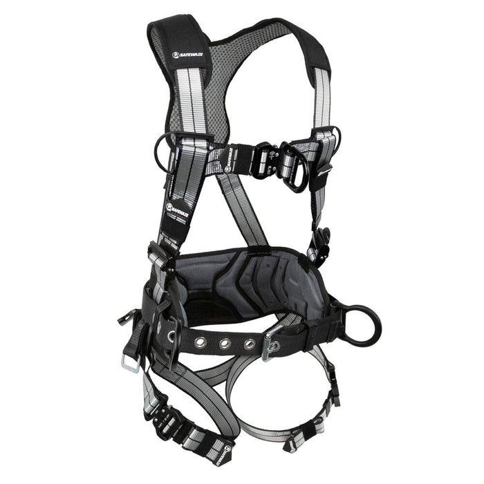 PRO+ Slate Tower Construction Harness: w/Alum. 3D, Alum. Quick-Connect Chest, Tongue Buckle Legs, Tower Seat