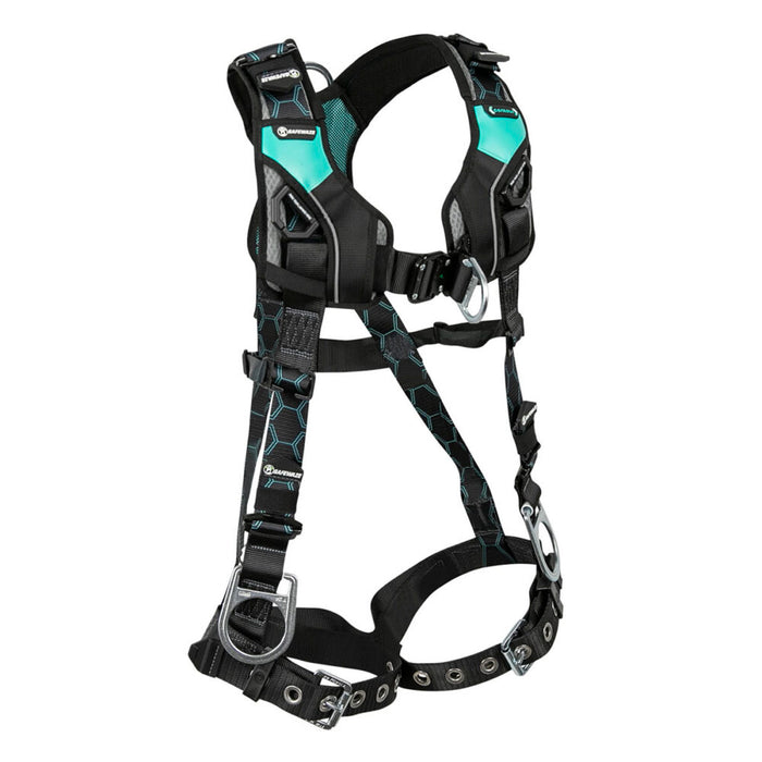 Contour Full Body Harness, Fixed Dorsal D-ring, Front D-ring, Side Positioning D-rings, Quick-Connect Chest, Tongue Buckle Leg