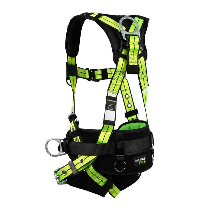 PRO+ Construction Harness, Three-D-Ring Positioning Harness w/Grommet Leg Straps & Sewn-In Comfort Waist Pad