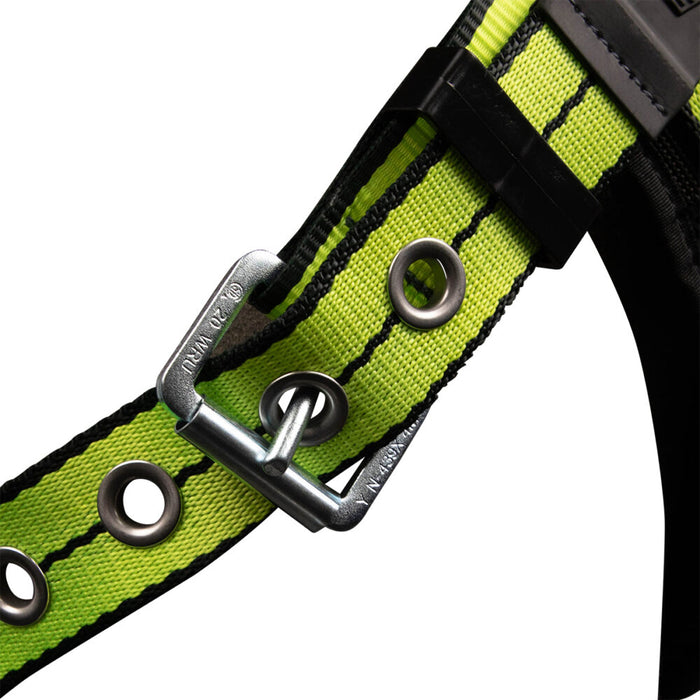 PRO+ Construction Harness, Three-D-Ring Positioning Harness w/Grommet Leg Straps & Sewn-In Comfort Waist Pad