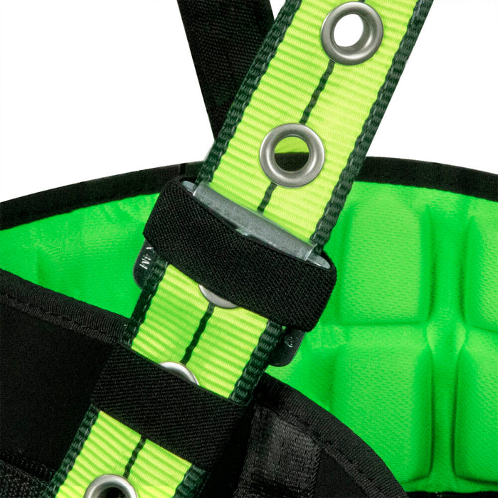 PRO+ Construction Harness, Three-D-Ring Positioning Harness w/Grommet Leg Straps & Sewn-In Comfort Waist Pad