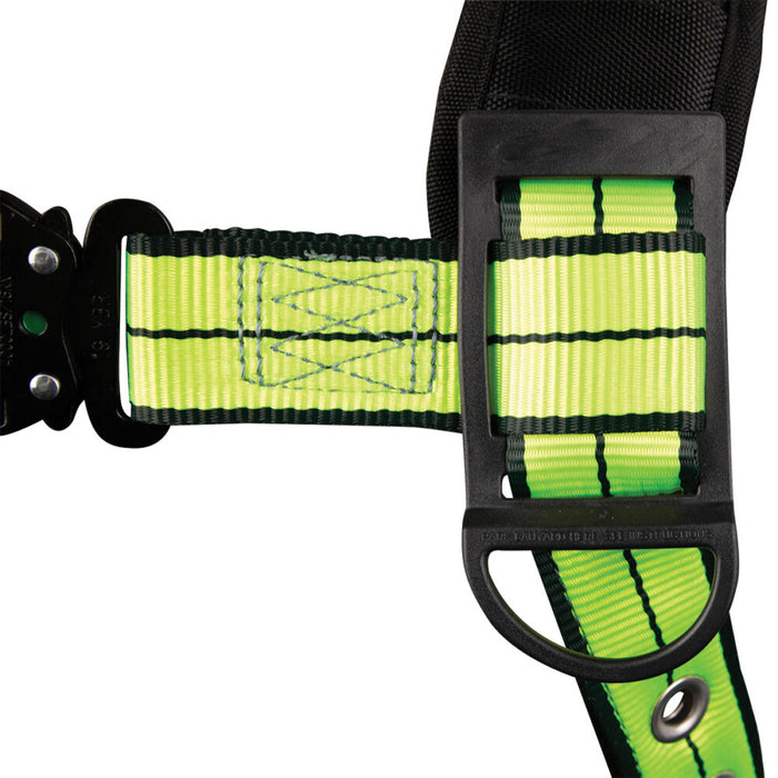 PRO+ Construction Harness, Three-D-Ring Positioning Harness w/Grommet Leg Straps & Sewn-In Comfort Waist Pad