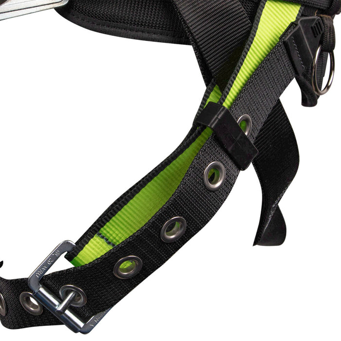PRO Construction Harness w/ Free Floating Back Pad, Grommet Leg Straps & Side Positioning D-Rings