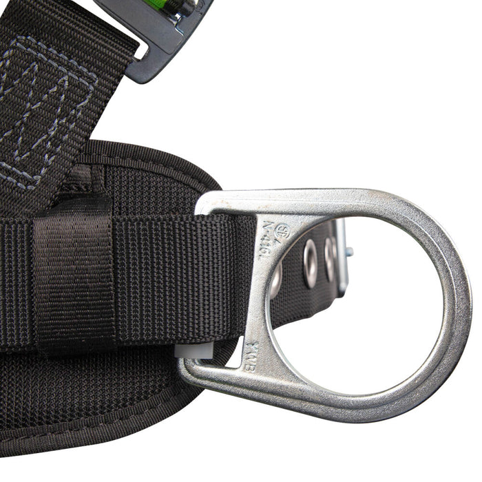 PRO Construction Harness w/ Free Floating Back Pad, Grommet Leg Straps & Side Positioning D-Rings