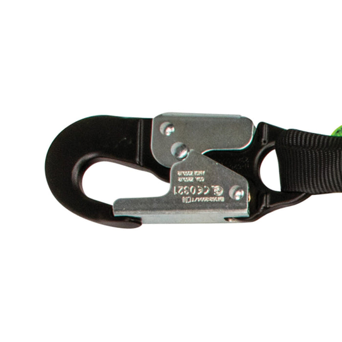 PRO 6′ Stretch Internal Energy Absorbing Lanyard: Dual Leg, O-Ring, Aluminum Rebar Hooks