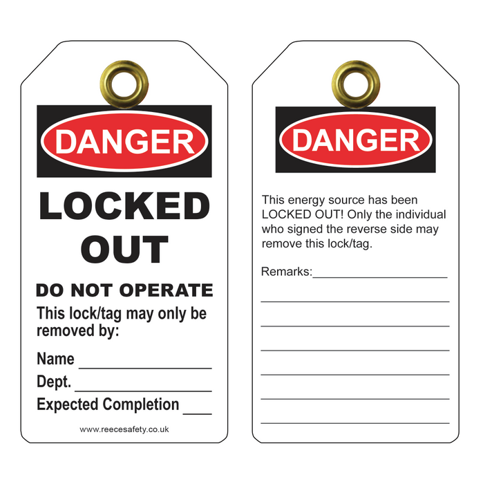 Danger Locked Out Do not Operate, 5½" x 3", 10/Pack