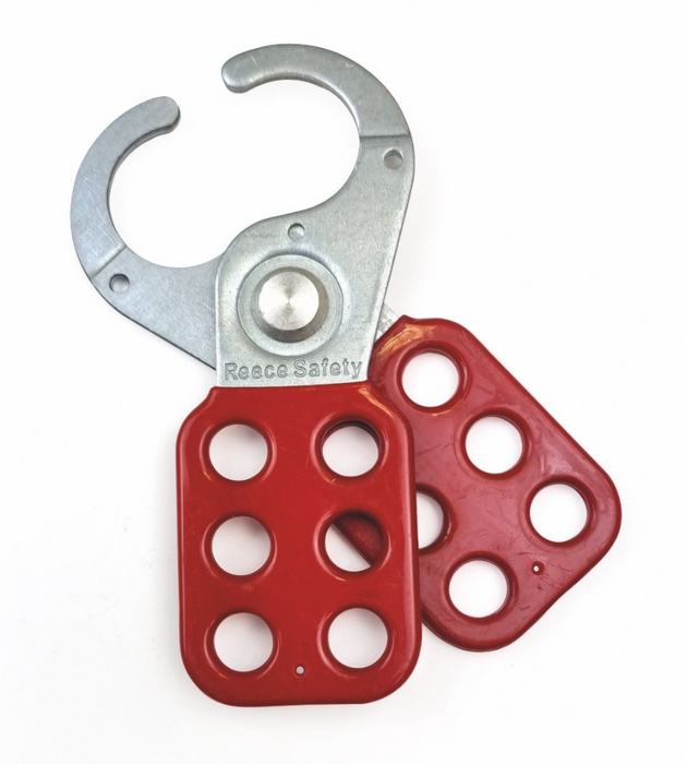 Lockout Hasp Steel Red Coated, Scissor Action
