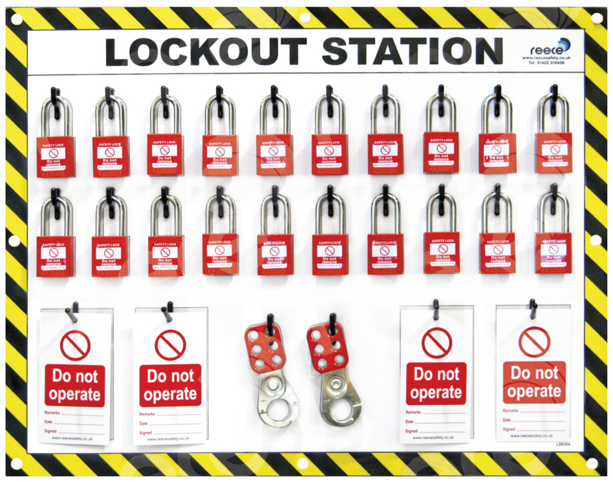 20 Lock Lockout Station Shadow Board w/ Tag & Hasp Hook