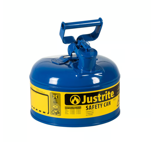 Justrite Type I Steel Safety Can for Flammables, 1 Gallon, Self-Close Lid