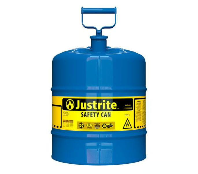 Justrite Type I Steel Safety Can for Flammables, 5 Gallon, Self-Close Lid