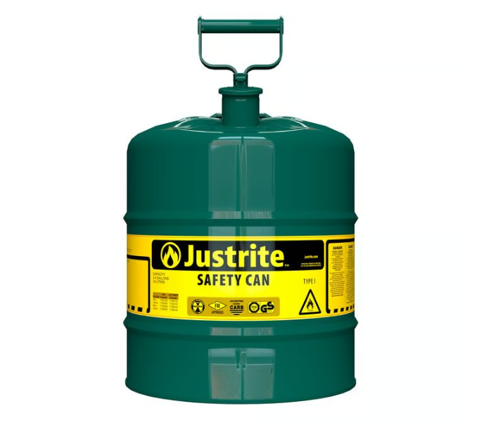 Justrite Type I Steel Safety Can for Flammables, 5 Gallon, Self-Close Lid