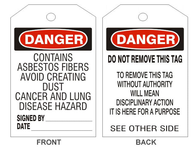 6" x 3" Danger Contains Asbestos Fiber Tags