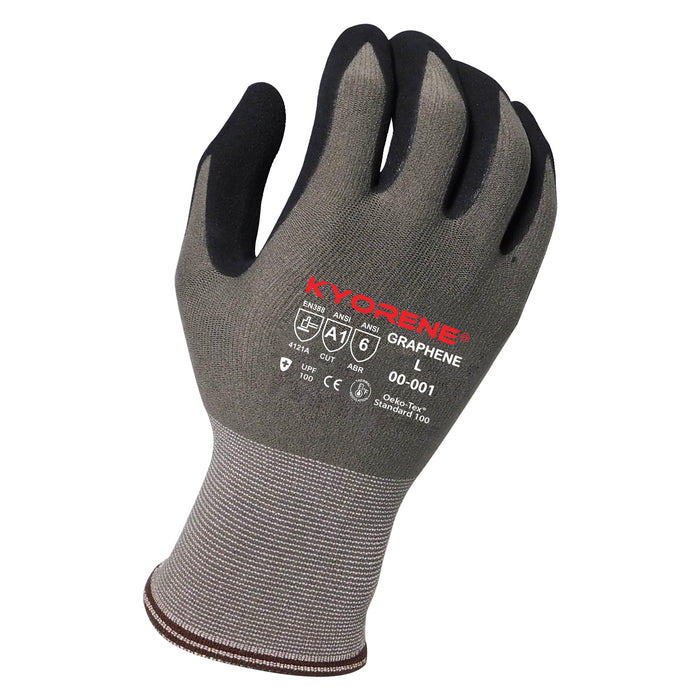 Kyorene® 15g Gray Liner w/Black HCT® Micro Foam Nitrile Palm Coating, No Thumb Crotch Reinforcement