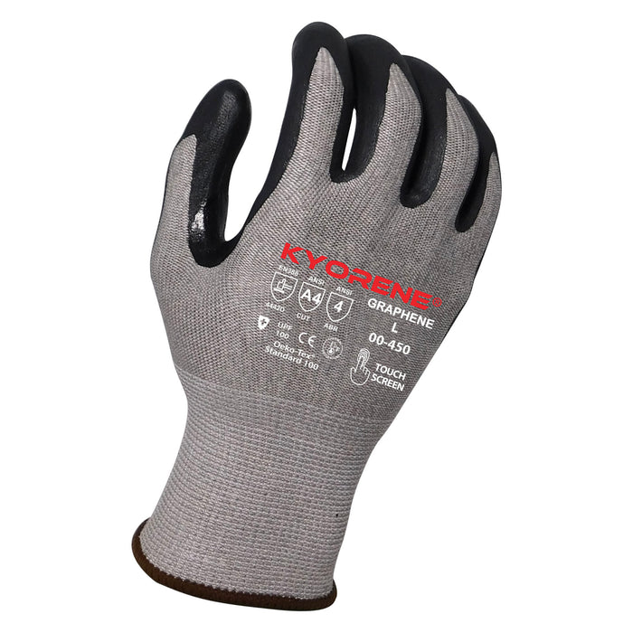Kyorene® 13g Gray Liner w/Black HCT® Nano Foam Nitrile Palm Coating & Reinforced Thumb Crotch ANSI Cut Level A4