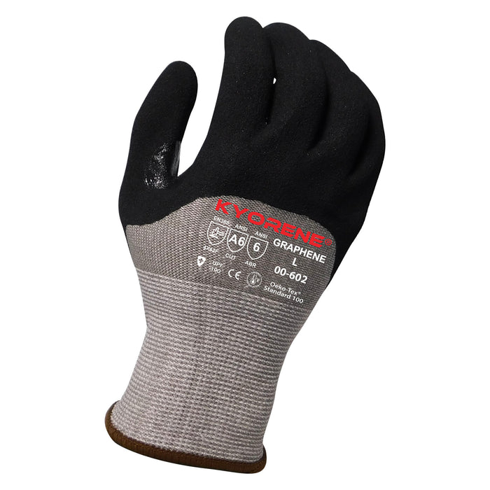 Kyorene® 13g Gray Liner w/Black HCT ®Micro Foam Nitrile 3/4 Coating And Reinforced Thumb Crotch, ANSI Cut Level A6