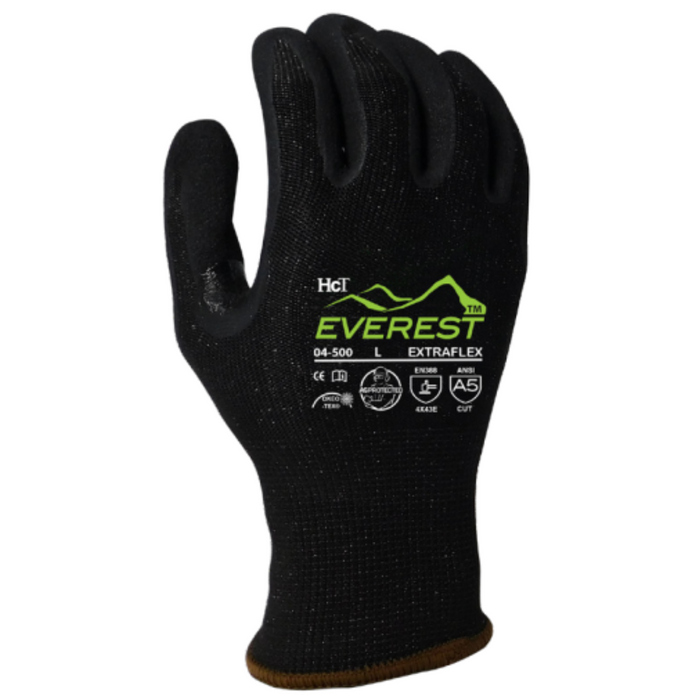 Everest ExtraFlex® 13g Cut Resistant Engineered Liner w/ Black HCT® Micro Foam Nitrile Palm Coating, ANSI Cut Level A5