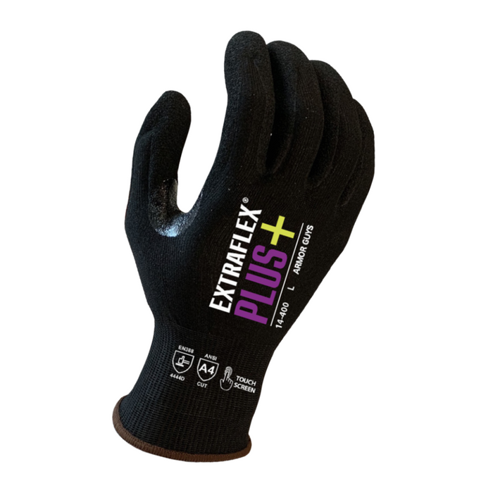 ExtraFlex Plus® 18 Gauge Black Engineered Liner w/ Black HCT® Micro Foam Nitrile Palm Coating, Touch Screen, ANSI Cut Level 4