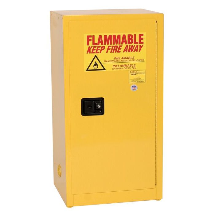 Flammable Cabinet - 16 Gallon, One Door Self-Closing One Shelf, Yellow