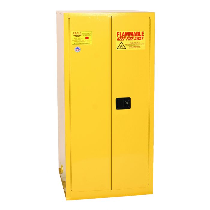 Drum Safety Cabinets - 1 Drum Vertical Safety Cabinet, 55 Gallon, 1 Shelf, 2 Manual Close Doors, Yellow