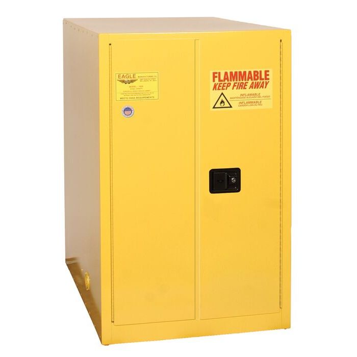 Drum Safety Cabinets - 1 Drum Horizontal Safety Cabinet, 2 Manual Close Doors, Yellow