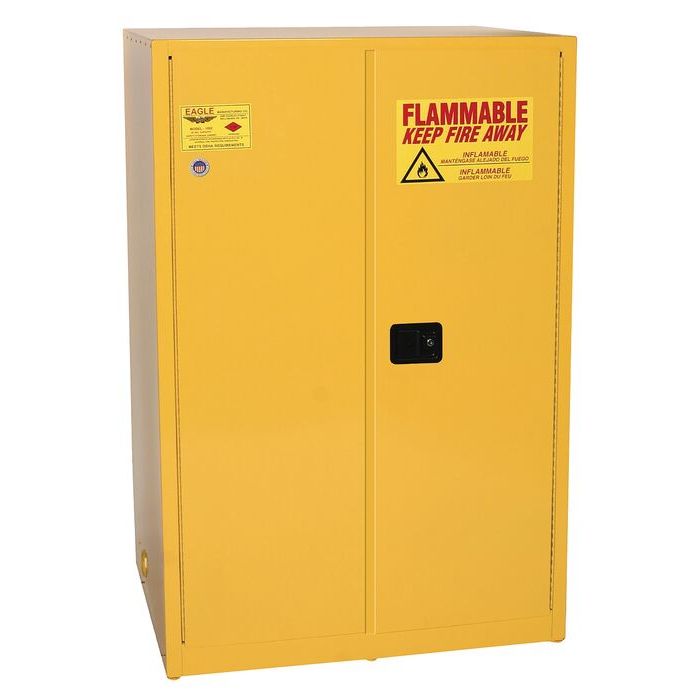 Flammable Cabinet - 90 Gallon, Two Door Self-Closing Two Shelves, Yellow