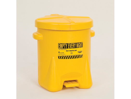 Eagle Poly Oily Waste Can, 6-Gallon, Hands-Free Operation