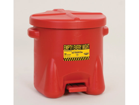 Eagle Poly Oily Waste Can, 10-Gallon, Hands-Free Operation
