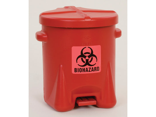 Eagle Biohazardous Poly Waste Can, 6-Gallon, Foot-Operated