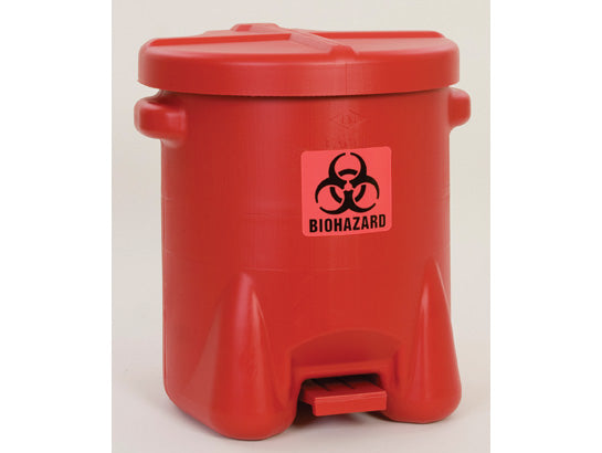 Eagle Biohazardous Poly Waste Can, 6-Gallon, Foot-Operated