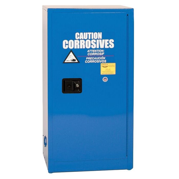 Acid & Corrosive Metal Safety Cabinet - 16 Gallon, 1 Shelf, 1 Self Close Door, Blue