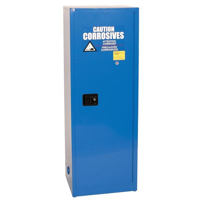 Acid & Corrosive Metal Safety Cabinet - 24 Gallon, 3 Shelves, 1 Self Close Door, Blue