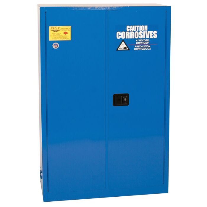 Acid & Corrosive Metal Safety Cabinet - 45 Gallon, 2 Shelves, 2 Self Close Doors, Blue