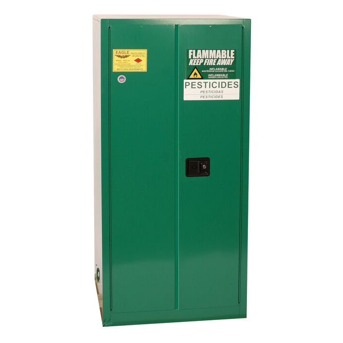 Pesticide Safety Cabinets - 55 Gallon, 1 Shelf, 2 Manual Close Doors, Green
