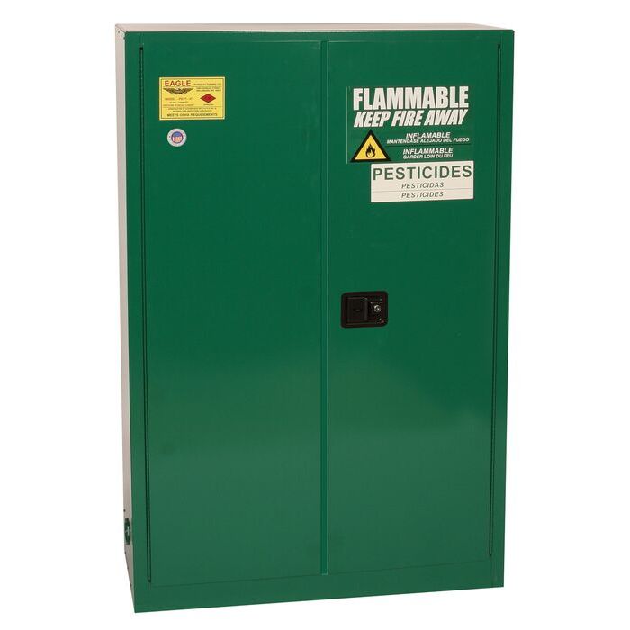 Pesticide Safety Cabinets - 45 Gallon, 2 Shelf, 2 Self Close Doors, Green