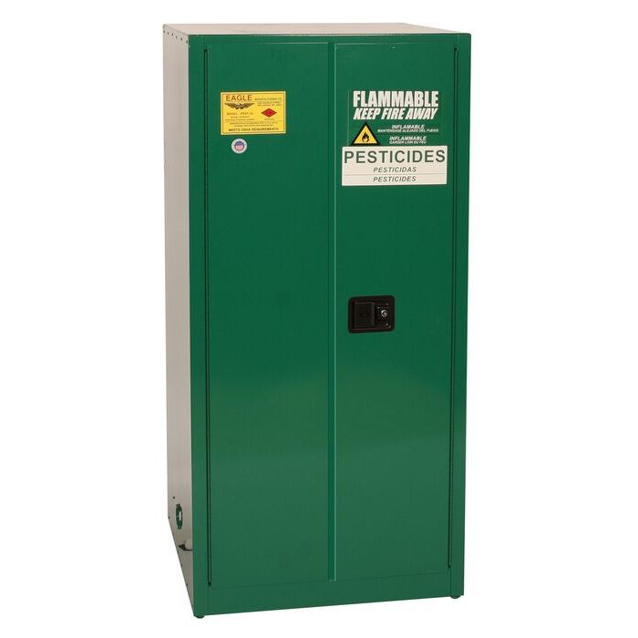 Pesticide Safety Cabinets - 60 Gallon, 2 Shelf, 2 Manual Close Doors, Green