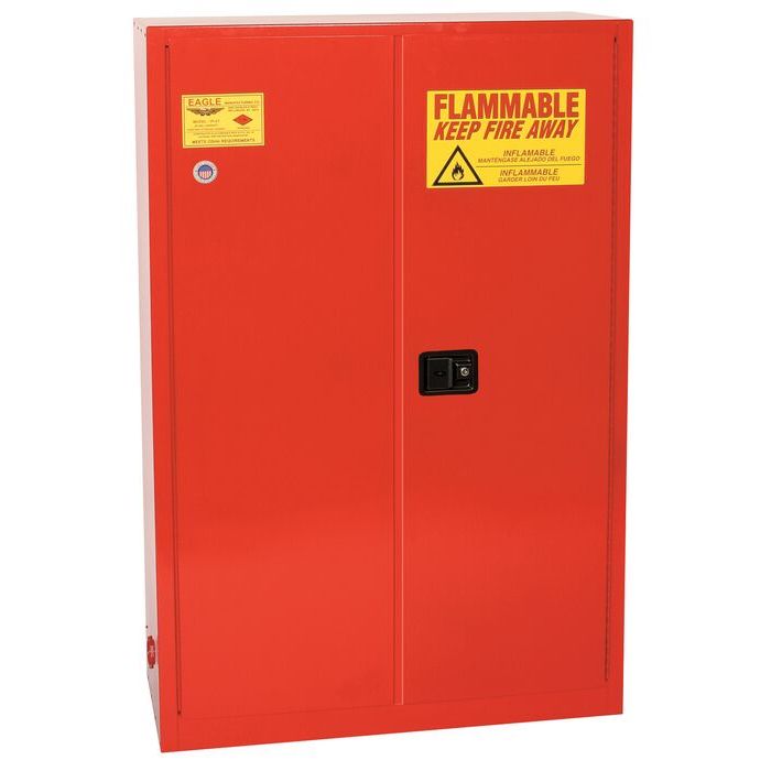 Paint & Ink Aerosol Can Safety Cabinet - 60 Gallon, 5 Shelves, 2 Self Close Doors, Red