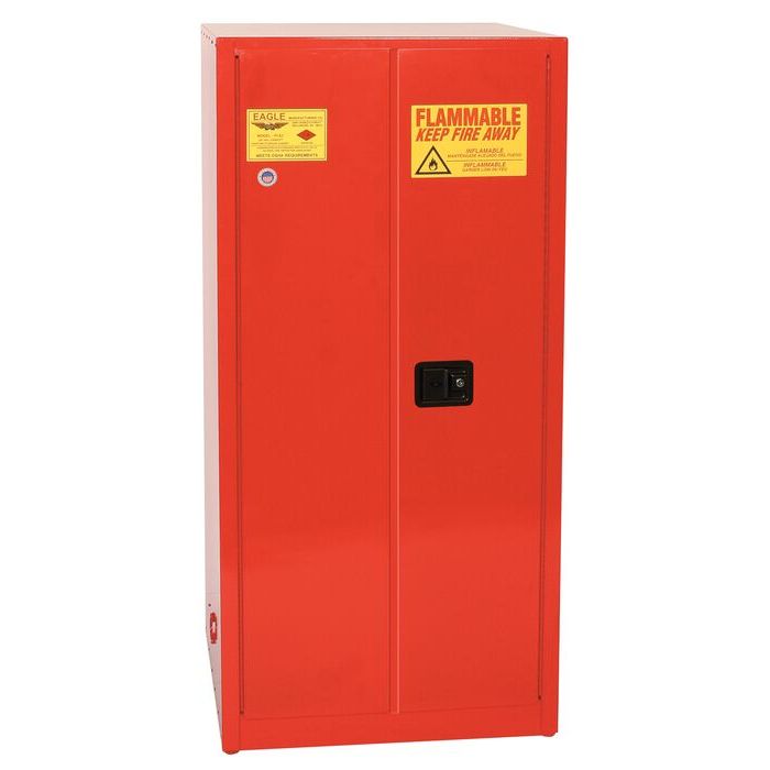 Paint & Ink Aerosol Can Safety Cabinet - 96 Gallon, 5 Shelves, 2 Self Close Doors, Red