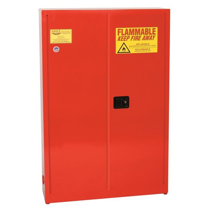 Paint & Ink Aerosol Can Safety Cabinet - 30 Gallon, 5 Shelves, 2 Self Close Doors, Red