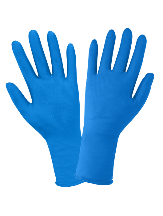 Panther-Guard® Disposable Glove, 9 mil Blue Nitrile, Powder-Free, Raised Micro Diamond, Pattern, 11"