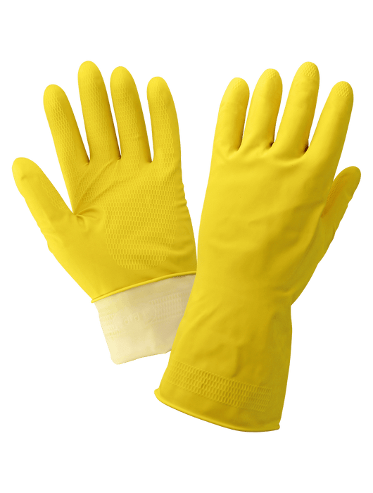 Economy Yellow Flock-Lined Latex, Diamond Pattern Grip, 12"